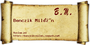 Benczik Milán névjegykártya