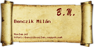 Benczik Milán névjegykártya
