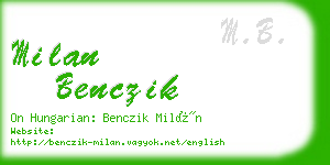 milan benczik business card